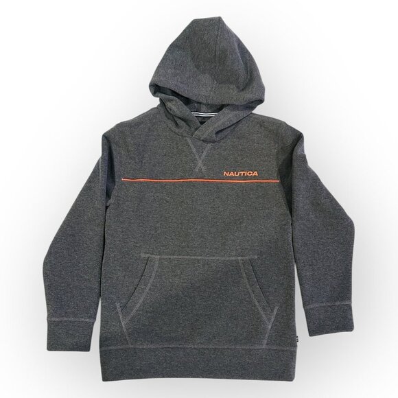 Nautica Pullover Hoodie Gray Sweatshirt w Front Pocket Size Boys Medium 10/12 - Picture 3 of 14